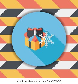 Christmas gift flat icon with long shadow,eps10