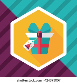 Christmas gift flat icon with long shadow,eps10