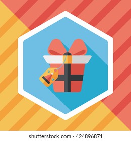 Christmas gift flat icon with long shadow,eps10