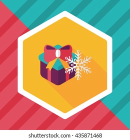 Christmas gift flat icon with long shadow,eps10