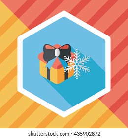 Christmas gift flat icon with long shadow,eps10