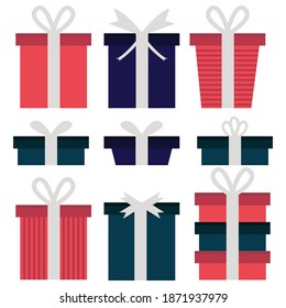 Christmas gift, flat landscape, white background