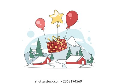 Regalo de Navidad - vecto plano