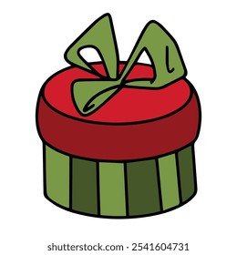 Christmas gift. Gift-wrapped drawing. Vector box. Design element