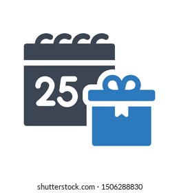 christmas gift glyph colour vector icon