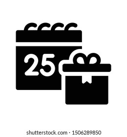 christmas gift glyph flat vector icon