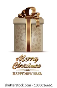 Christmas gift and greeting lettering. Merry Christmas and Happy New Year. Vector illustration