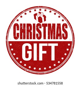 Christmas gift grunge rubber stamp on white background, vector illustration