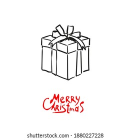 Weihnachtsgeschenk handgezeichnet. Vektorgrafik