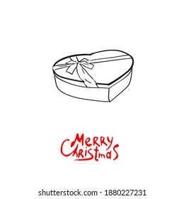 Regalo de Navidad dibujado a mano. Ilustración del vector