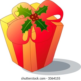 Christmas gift with holly