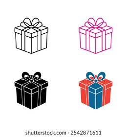 Christmas gift icon. Gift box icon set vector simple design with white background.