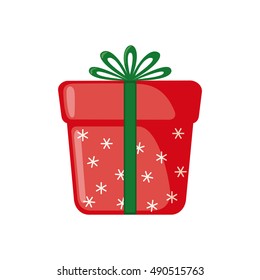 Christmas Gift icon in flat style isolated on white background. Vector illustration.