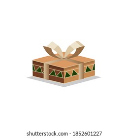 Fondo plano vectorial del icono de regalo de Navidad