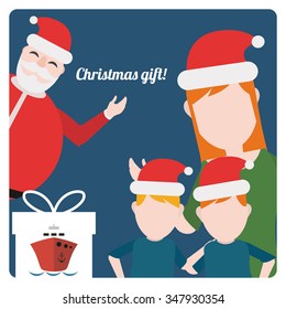 christmas gift illustration over  blue color background