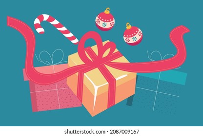 Ilustración de regalo navideño bautizos de regalo de la caja de regalo de invierno afiche de evento