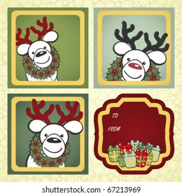 Christmas gift labels with elements of the Christmas decor.