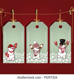 Christmas gift labels with elements of the Christmas decor.