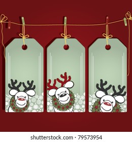 Christmas gift labels with elements of the Christmas decor.