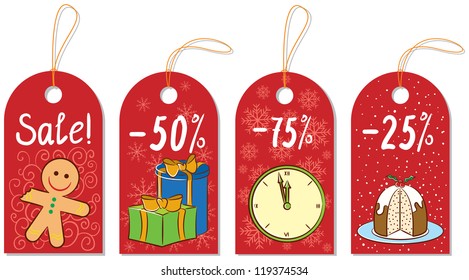 Christmas gift labels isolated on white backgrounds