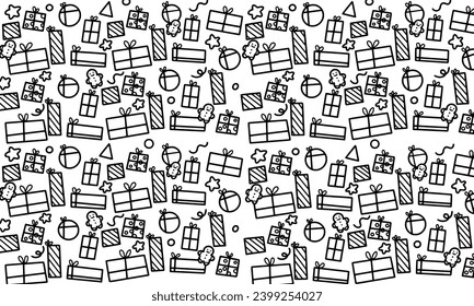 Christmas gift line pattern illustration
