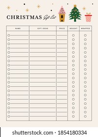 Christmas Gift List Planner Template Printable

