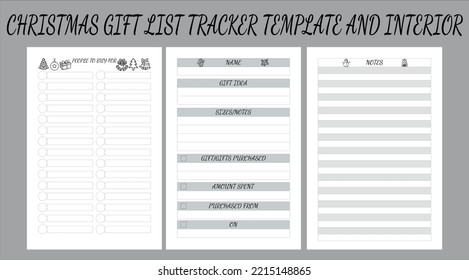 CHRISTMAS GIFT LIST TRACKER TEMPLATE AND INTERIOR