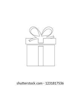 Christmas gift logo. Cardboard box. Vector isolated illustration. 