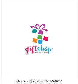 Christmas Gift Logo . Gift Logo Design Vector Stock . Gift Store Shop Logo Template  . Surprise Gift Shop Logo