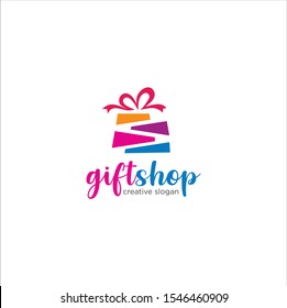 Christmas Gift Logo . Gift Logo Design Vector Stock . Gift Store Shop Logo Template  . Surprise Gift Shop Logo