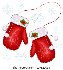 Christmas Gift Mittens. Vector Illustration