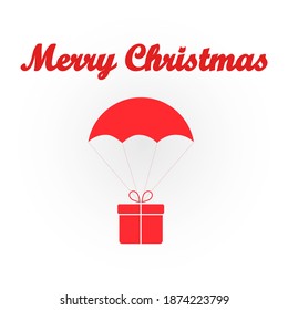 Christmas gift on a parachute, vector illustration
