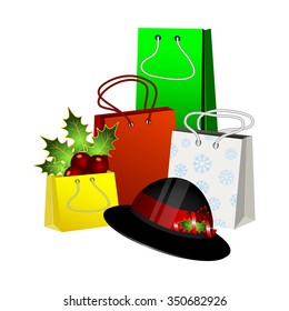 Christmas gift packages with a hat