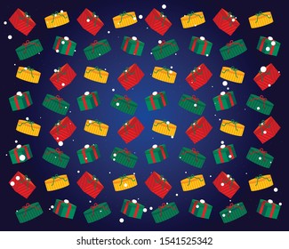 Christmas gift pattern. Christmas snow scene