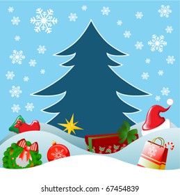 christmas gift with pine tree
