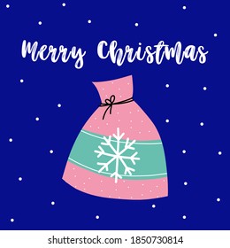 Christmas gift. Pink Isolate on  background. Vector illustration of a toy in a childish hand-drawn Scandinavian style
