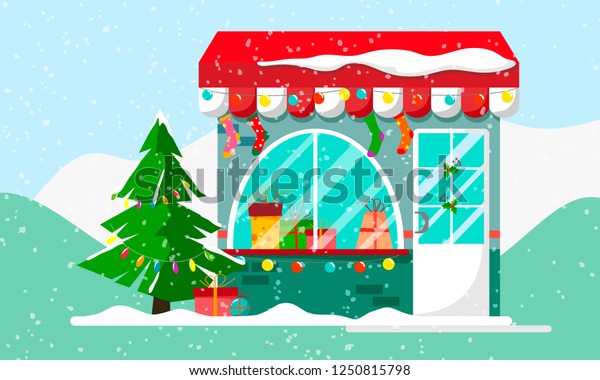 Christmas Gift Presents Shopwinter Xmas Shopping Stock Vector (Royalty