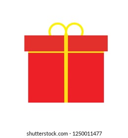 Christmas gift with a red box, and a yellow ribbon