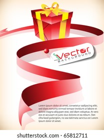 Christmas gift and ribbon background