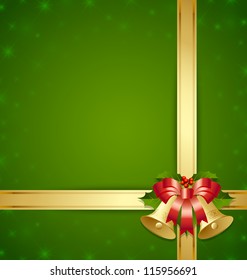 Christmas gift ribbon with bell decoration document template