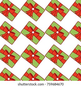 christmas gift with ribbon and bow seamless pattern image