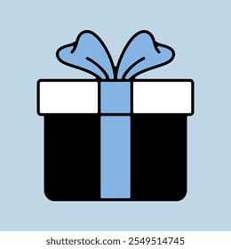Regalo de Navidad con la cinta y el icono del Vector del lazo. Signo de invierno. Símbolo de gráfico para el Sitio web del acontecimiento y de la fiesta y diseño de los App, logotipo, App, UI