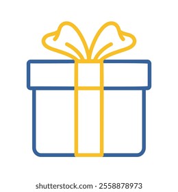 Christmas gift with ribbon and bow vector icon. Winter sign. Graph symbol for event and holiday web site and apps design, logo, app, UI