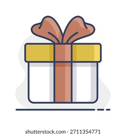 Christmas gift with ribbon and bow vector icon. Winter sign. Graph symbol for event and holiday web site and apps design, logo, app, UI