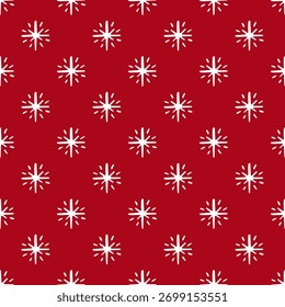 Christmas gift seamless pattern on red background. Winter holiday Xmas wrapping paper design. Hand drawn vector illustration. Fabric design with stars