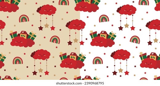 Regalo navideño sin fisuras, fondo de las estrellas navideñas
