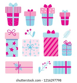 Christmas gift set vector illustration