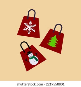 christmas gift shopping bag design illustration isolated on background