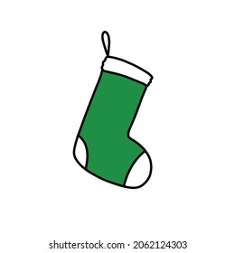 christmas gift sock doodle icon, vector illustration