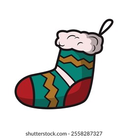 Christmas gift sock icon illustration vector